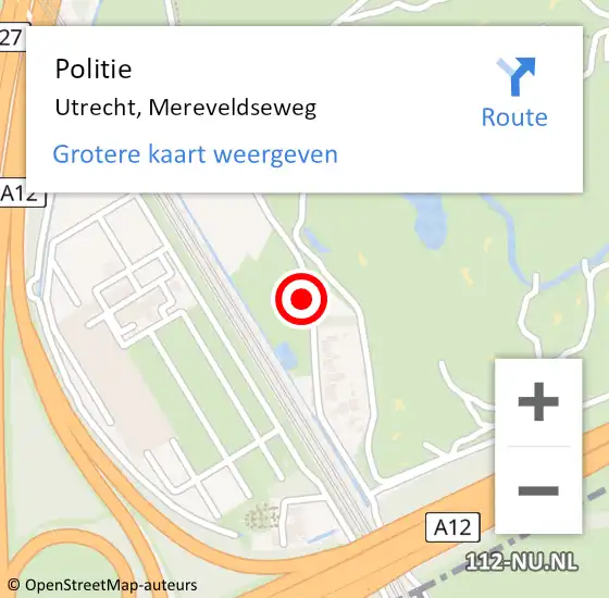 Locatie op kaart van de 112 melding: Politie Utrecht, Mereveldseweg op 28 december 2021 00:27