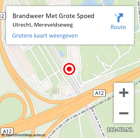 Locatie op kaart van de 112 melding: Brandweer Met Grote Spoed Naar Utrecht, Mereveldseweg op 28 december 2021 00:28