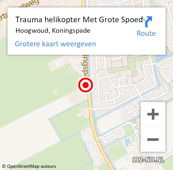 Locatie op kaart van de 112 melding: Trauma helikopter Met Grote Spoed Naar Hoogwoud, Koningspade op 28 december 2021 01:12