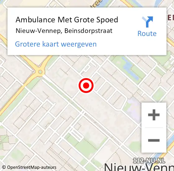 Locatie op kaart van de 112 melding: Ambulance Met Grote Spoed Naar Nieuw-Vennep, Beinsdorpstraat op 28 december 2021 02:11