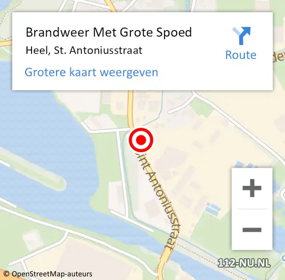 Locatie op kaart van de 112 melding: Brandweer Met Grote Spoed Naar Heel, St. Antoniusstraat op 28 december 2021 02:14