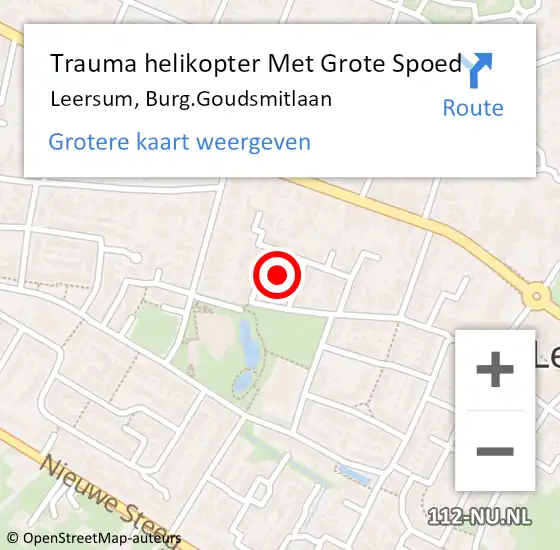 Locatie op kaart van de 112 melding: Trauma helikopter Met Grote Spoed Naar Leersum, Burg.Goudsmitlaan op 28 december 2021 02:20