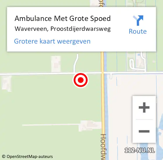 Locatie op kaart van de 112 melding: Ambulance Met Grote Spoed Naar Waverveen, Proostdijerdwarsweg op 28 december 2021 02:55