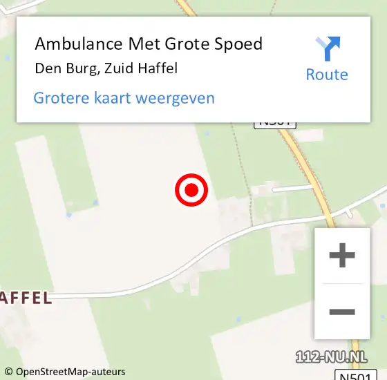 Locatie op kaart van de 112 melding: Ambulance Met Grote Spoed Naar Den Burg, Zuid Haffel op 28 december 2021 03:08