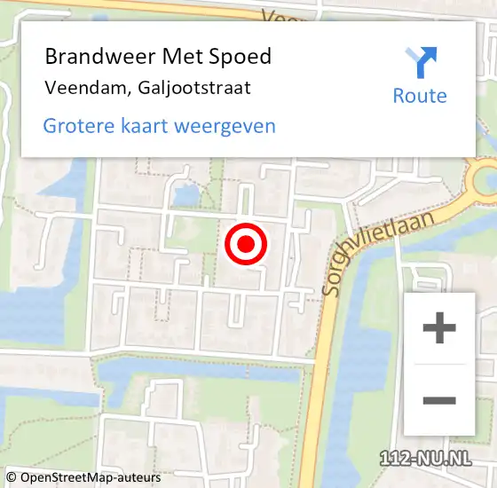 Locatie op kaart van de 112 melding: Brandweer Met Spoed Naar Veendam, Galjootstraat op 28 december 2021 03:23