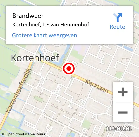 Locatie op kaart van de 112 melding: Brandweer Kortenhoef, J.F.van Heumenhof op 3 juli 2014 15:06