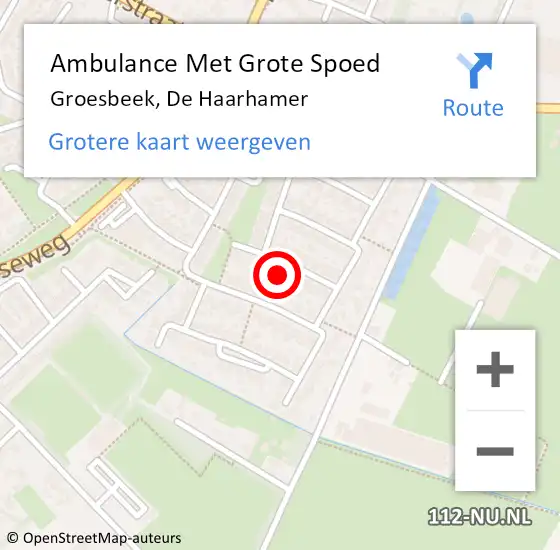 Locatie op kaart van de 112 melding: Ambulance Met Grote Spoed Naar Groesbeek, De Haarhamer op 28 december 2021 04:31