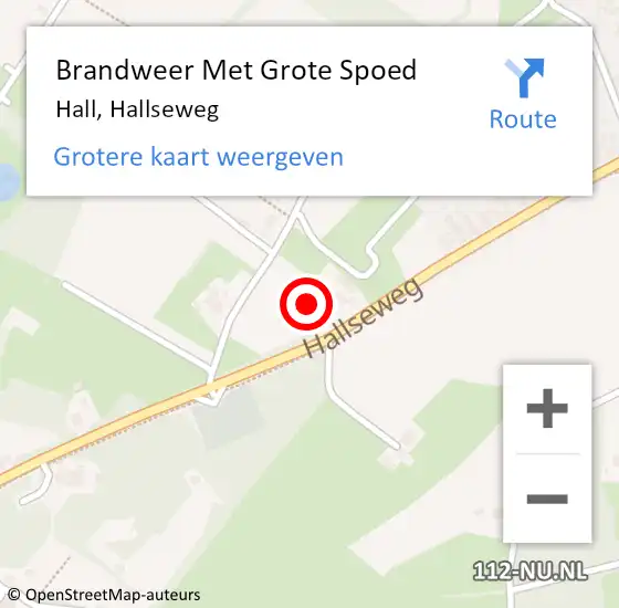 Locatie op kaart van de 112 melding: Brandweer Met Grote Spoed Naar Hall, Hallseweg op 28 december 2021 05:46