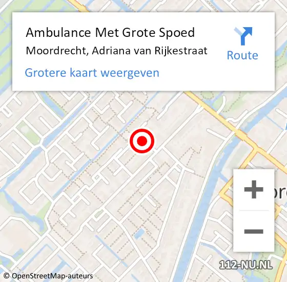 Locatie op kaart van de 112 melding: Ambulance Met Grote Spoed Naar Moordrecht, Adriana van Rijkestraat op 28 december 2021 06:24