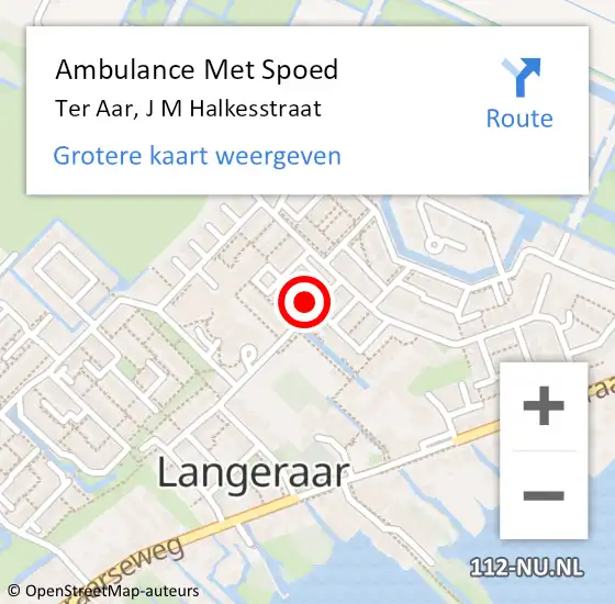 Locatie op kaart van de 112 melding: Ambulance Met Spoed Naar Ter Aar, J M Halkesstraat op 3 juli 2014 15:09