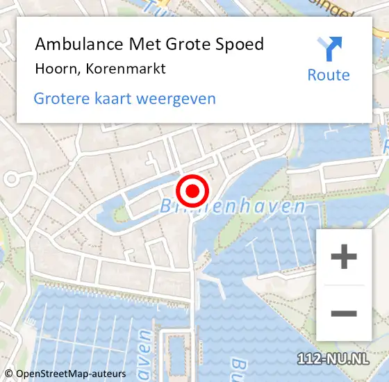 Locatie op kaart van de 112 melding: Ambulance Met Grote Spoed Naar Hoorn, Korenmarkt op 28 december 2021 07:01