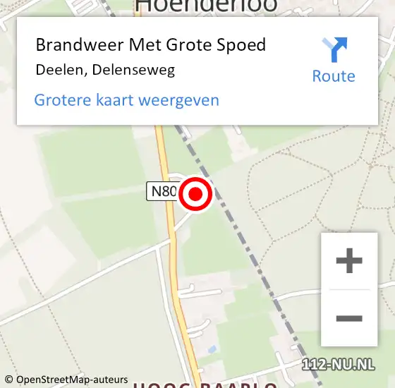 Locatie op kaart van de 112 melding: Brandweer Met Grote Spoed Naar Deelen, Delenseweg op 3 juli 2014 15:10