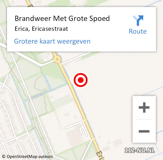 Locatie op kaart van de 112 melding: Brandweer Met Grote Spoed Naar Erica, Ericasestraat op 28 december 2021 07:48