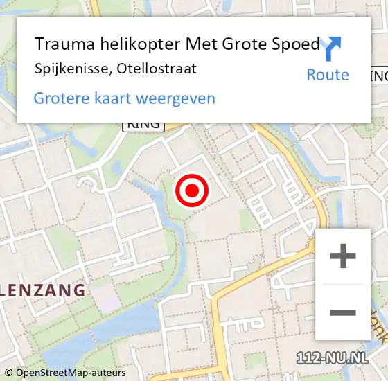 Locatie op kaart van de 112 melding: Trauma helikopter Met Grote Spoed Naar Spijkenisse, Otellostraat op 28 december 2021 08:20