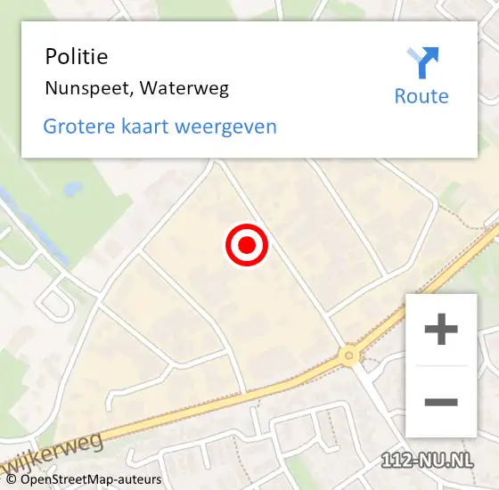 Locatie op kaart van de 112 melding: Politie Nunspeet, Waterweg op 28 december 2021 09:15