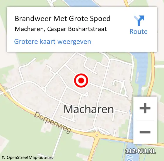 Locatie op kaart van de 112 melding: Brandweer Met Grote Spoed Naar Macharen, Caspar Boshartstraat op 28 december 2021 09:39