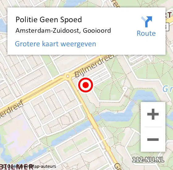 Locatie op kaart van de 112 melding: Politie Geen Spoed Naar Amsterdam-Zuidoost, Gooioord op 28 december 2021 09:47