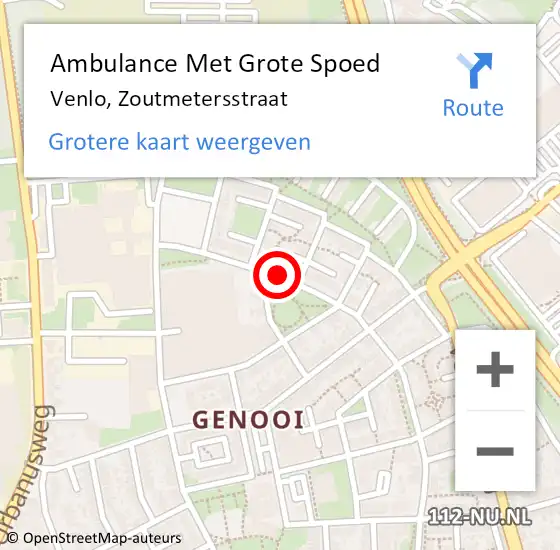 Locatie op kaart van de 112 melding: Ambulance Met Grote Spoed Naar Venlo, Zoutmetersstraat op 3 juli 2014 15:21