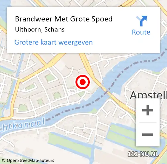 Locatie op kaart van de 112 melding: Brandweer Met Grote Spoed Naar Uithoorn, Schans op 28 december 2021 10:12