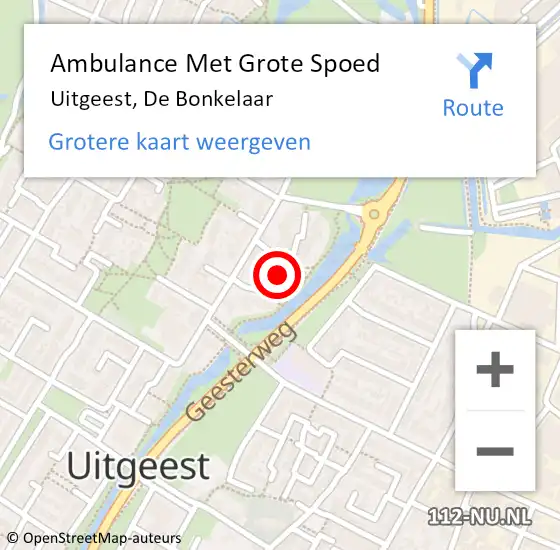 Locatie op kaart van de 112 melding: Ambulance Met Grote Spoed Naar Uitgeest, De Bonkelaar op 28 december 2021 10:24