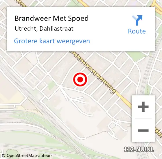 Locatie op kaart van de 112 melding: Brandweer Met Spoed Naar Utrecht, Dahliastraat op 28 december 2021 10:30