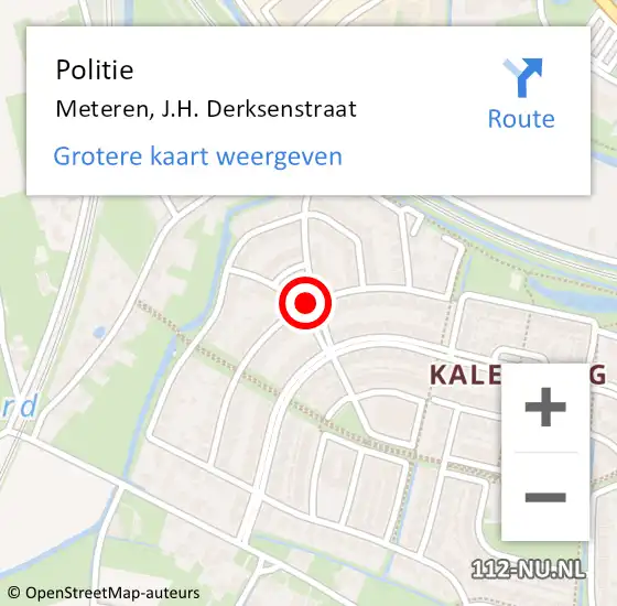 Locatie op kaart van de 112 melding: Politie Meteren, J.H. Derksenstraat op 3 juli 2014 15:26