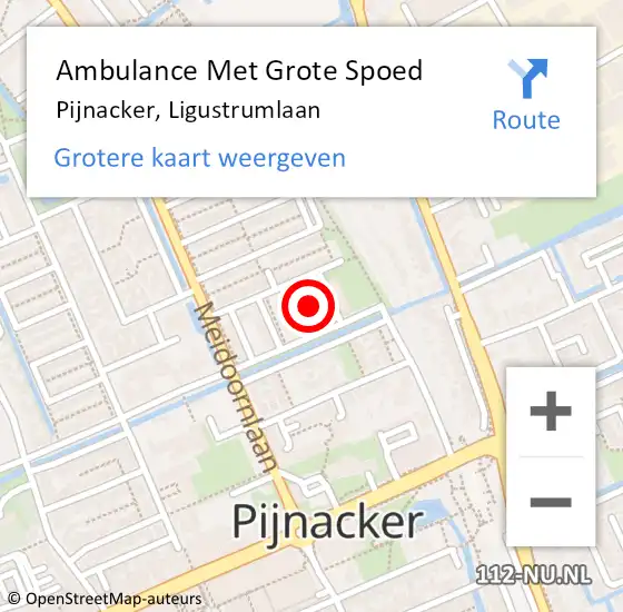 Locatie op kaart van de 112 melding: Ambulance Met Grote Spoed Naar Pijnacker, Ligustrumlaan op 28 december 2021 10:54