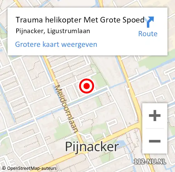 Locatie op kaart van de 112 melding: Trauma helikopter Met Grote Spoed Naar Pijnacker, Ligustrumlaan op 28 december 2021 10:55