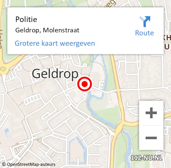 Locatie op kaart van de 112 melding: Politie Geldrop, Molenstraat op 28 december 2021 11:06