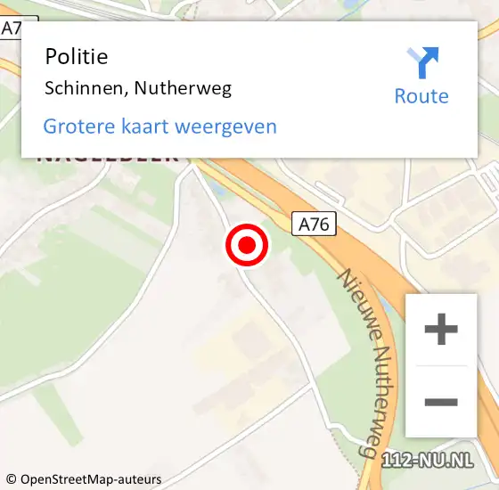 Locatie op kaart van de 112 melding: Politie Schinnen, Nutherweg op 28 december 2021 11:17