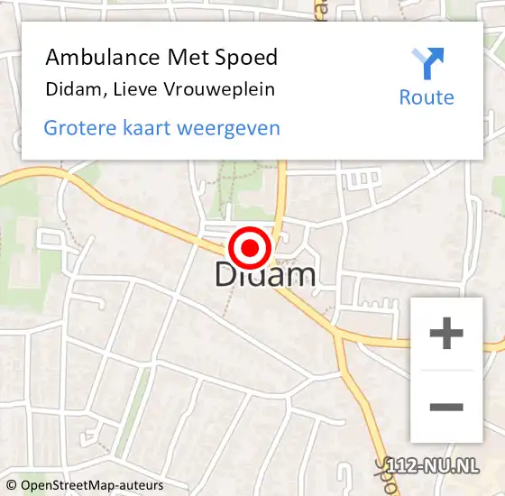 Locatie op kaart van de 112 melding: Ambulance Met Spoed Naar Didam, Lieve Vrouweplein op 28 december 2021 12:30