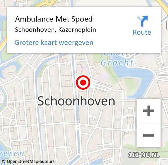 Locatie op kaart van de 112 melding: Ambulance Met Spoed Naar Schoonhoven, Kazerneplein op 28 december 2021 12:32