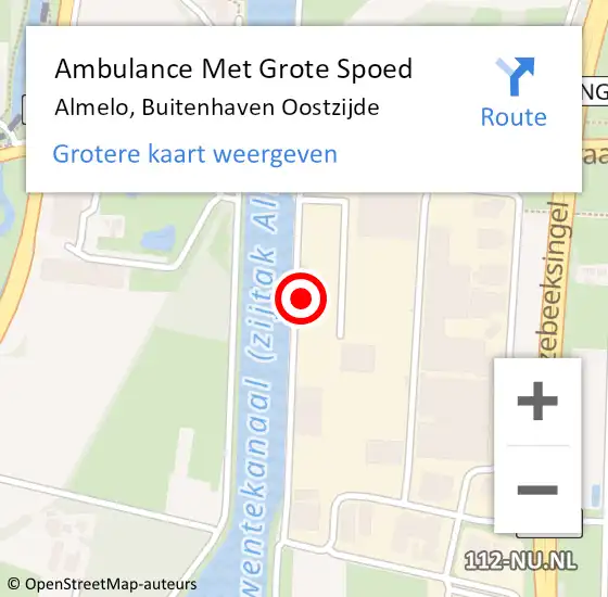 Locatie op kaart van de 112 melding: Ambulance Met Grote Spoed Naar Almelo, Buitenhaven Oostzijde op 28 december 2021 12:33