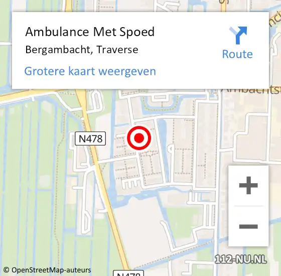 Locatie op kaart van de 112 melding: Ambulance Met Spoed Naar Bergambacht, Traverse op 28 december 2021 12:40