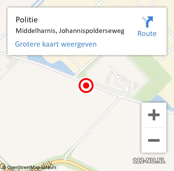 Locatie op kaart van de 112 melding: Politie Middelharnis, Johannispolderseweg op 28 december 2021 12:42