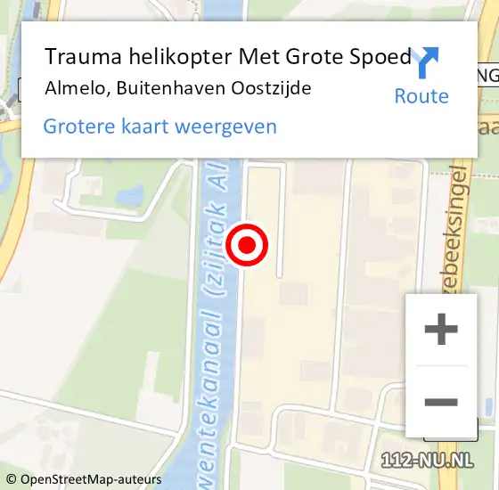 Locatie op kaart van de 112 melding: Trauma helikopter Met Grote Spoed Naar Almelo, Buitenhaven Oostzijde op 28 december 2021 12:47