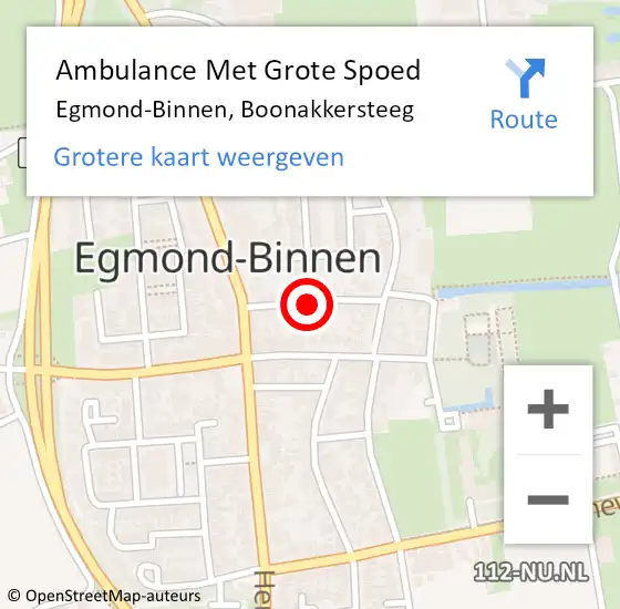 Locatie op kaart van de 112 melding: Ambulance Met Grote Spoed Naar Egmond-Binnen, Boonakkersteeg op 28 december 2021 13:02