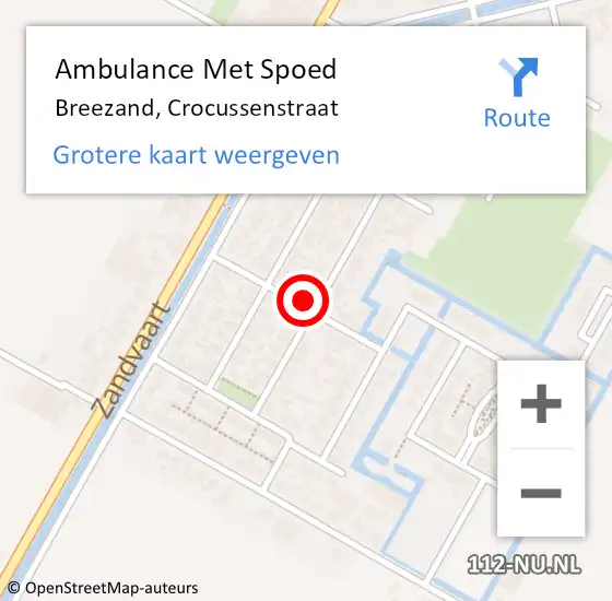 Locatie op kaart van de 112 melding: Ambulance Met Spoed Naar Breezand, Crocussenstraat op 28 december 2021 13:15