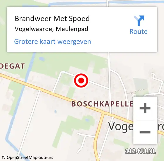 Locatie op kaart van de 112 melding: Brandweer Met Spoed Naar Vogelwaarde, Meulenpad op 28 december 2021 13:17