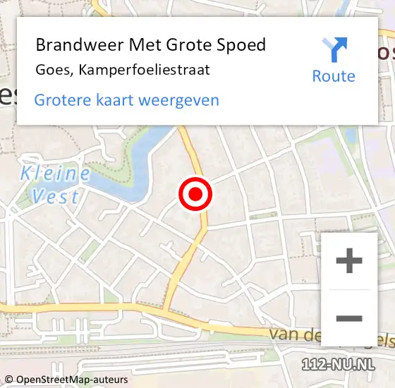 Locatie op kaart van de 112 melding: Brandweer Met Grote Spoed Naar Goes, Kamperfoeliestraat op 28 december 2021 13:41