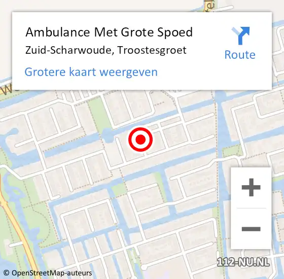 Locatie op kaart van de 112 melding: Ambulance Met Grote Spoed Naar Zuid-Scharwoude, Troostesgroet op 28 december 2021 13:46