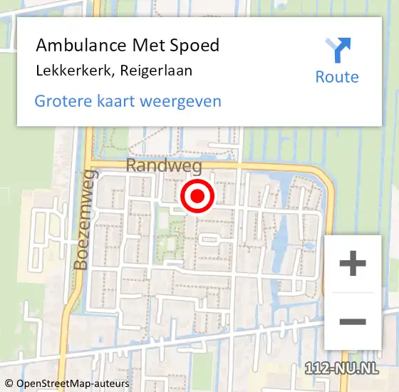 Locatie op kaart van de 112 melding: Ambulance Met Spoed Naar Lekkerkerk, Reigerlaan op 28 december 2021 13:47