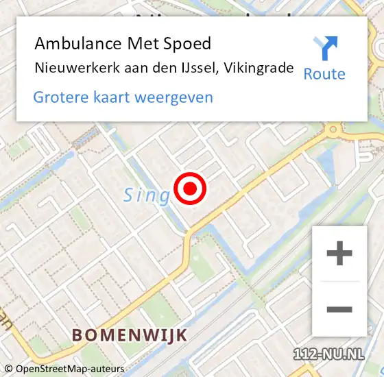 Locatie op kaart van de 112 melding: Ambulance Met Spoed Naar Nieuwerkerk aan den IJssel, Vikingrade op 28 december 2021 14:15