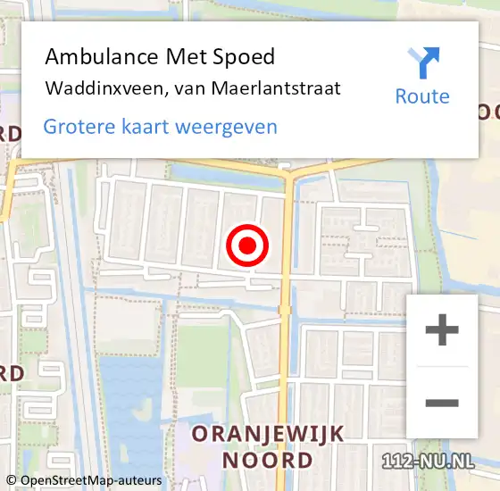 Locatie op kaart van de 112 melding: Ambulance Met Spoed Naar Waddinxveen, van Maerlantstraat op 28 december 2021 14:18