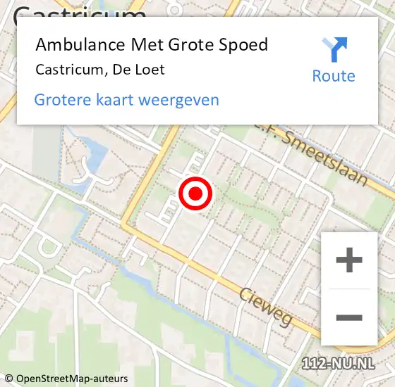 Locatie op kaart van de 112 melding: Ambulance Met Grote Spoed Naar Castricum, De Loet op 28 december 2021 15:23