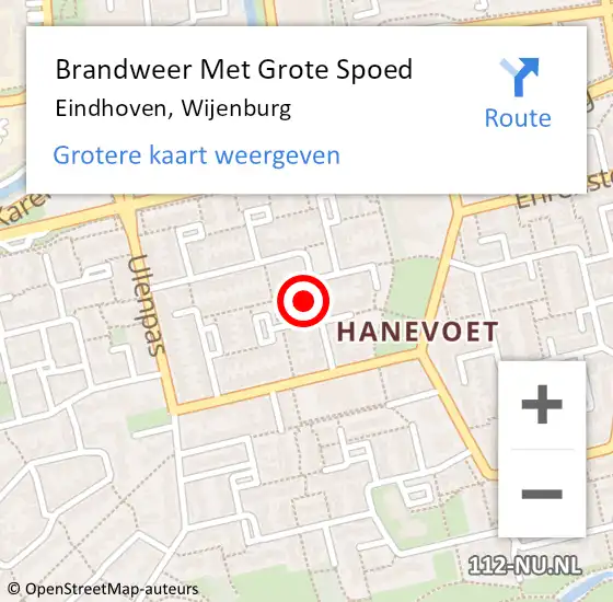 Locatie op kaart van de 112 melding: Brandweer Met Grote Spoed Naar Eindhoven, Wijenburg op 28 december 2021 15:30