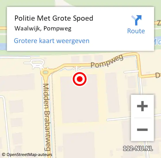 Locatie op kaart van de 112 melding: Politie Met Grote Spoed Naar Waalwijk, Pompweg op 28 december 2021 15:31