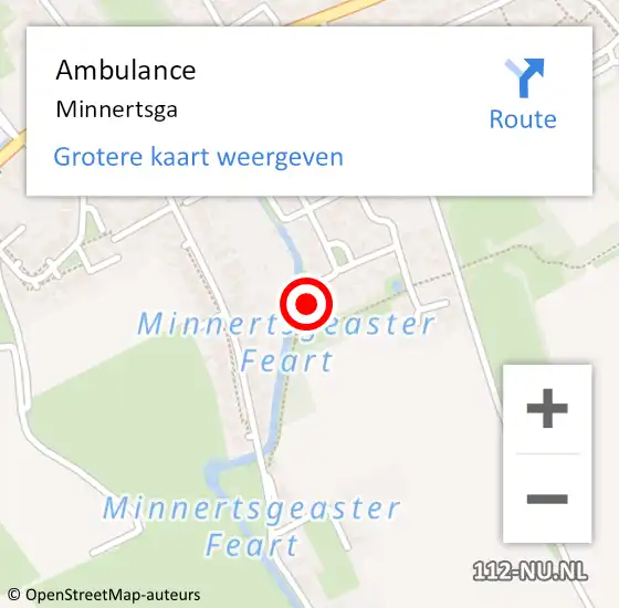 Locatie op kaart van de 112 melding: Ambulance Minnertsga op 28 december 2021 15:39