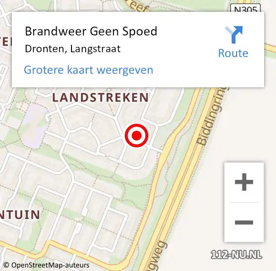 Locatie op kaart van de 112 melding: Brandweer Geen Spoed Naar Dronten, Langstraat op 28 december 2021 15:42
