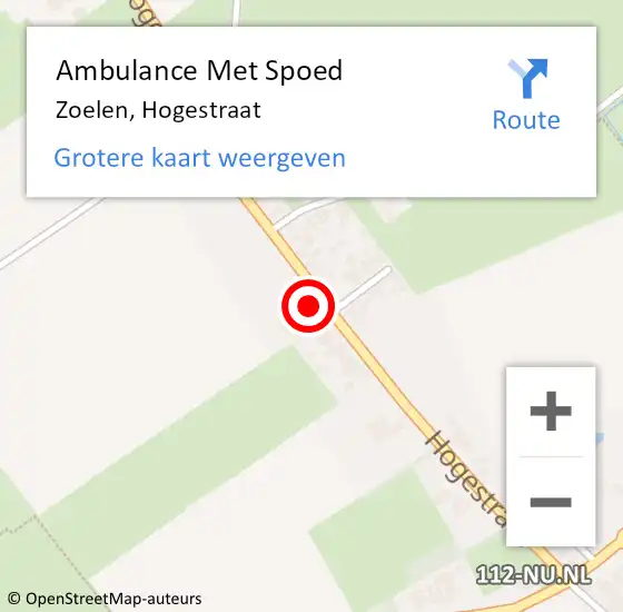 Locatie op kaart van de 112 melding: Ambulance Met Spoed Naar Zoelen, Hogestraat op 28 december 2021 15:43